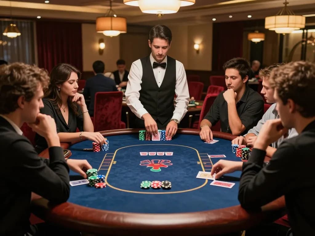 Players eagerly engage in a strategic poker game on the S88 table, showcasing lively interaction and competitive spirit.