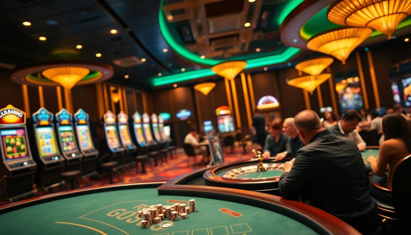 Experience thrilling gameplay at https://89bet.sh/ with vibrant casino tables and engaging gamblers.