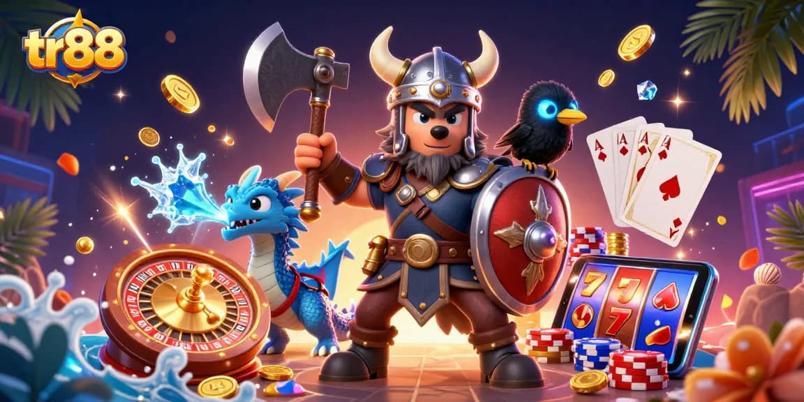 Experience the excitement of tr88 with vibrant 3D characters amidst cascading gold coins in this dynamic casino scene.