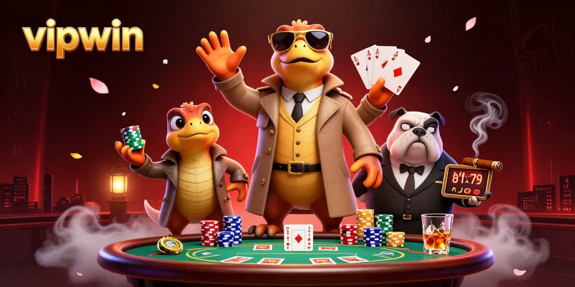 Experience vipwin gaming with raptors in a trench coat entering a lavish casino lounge.