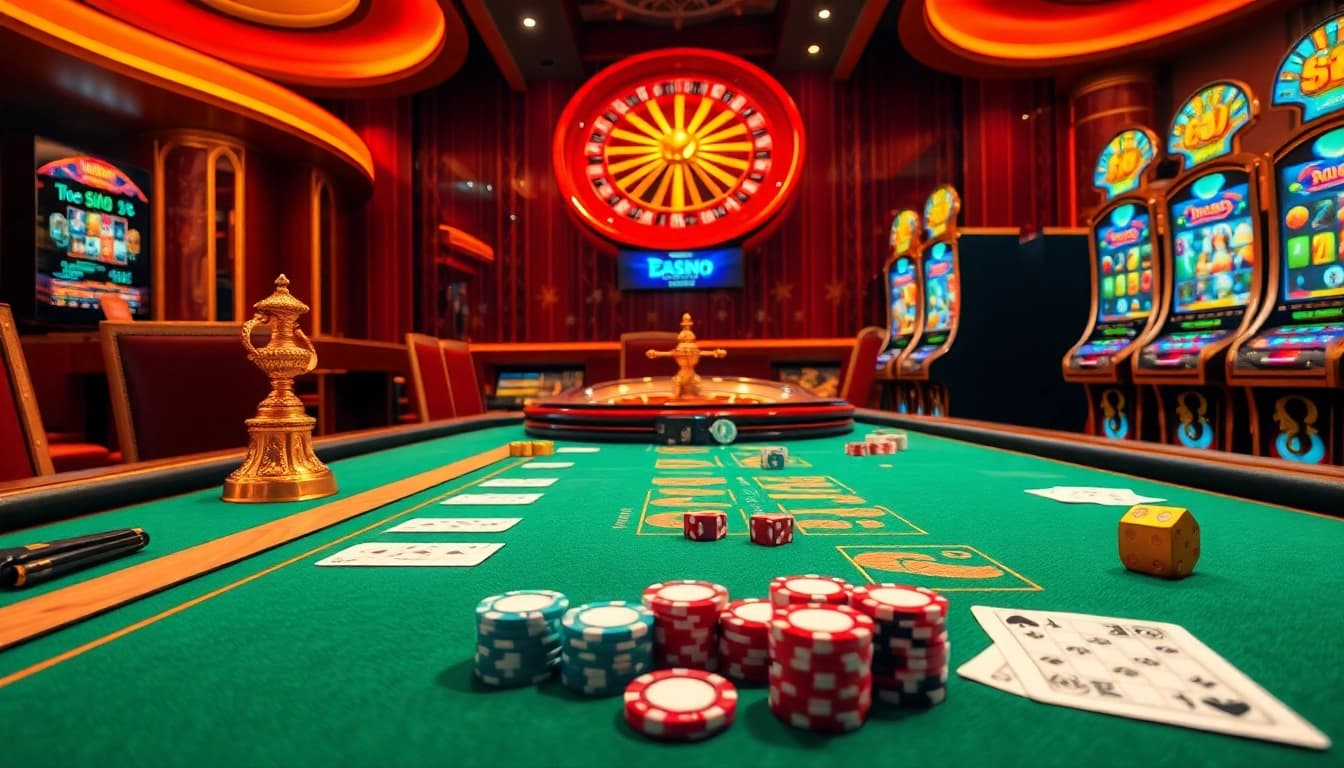 Experience the thrill of gambling at https://qq88z.net/ with vibrant casino visuals capturing poker and roulette action.