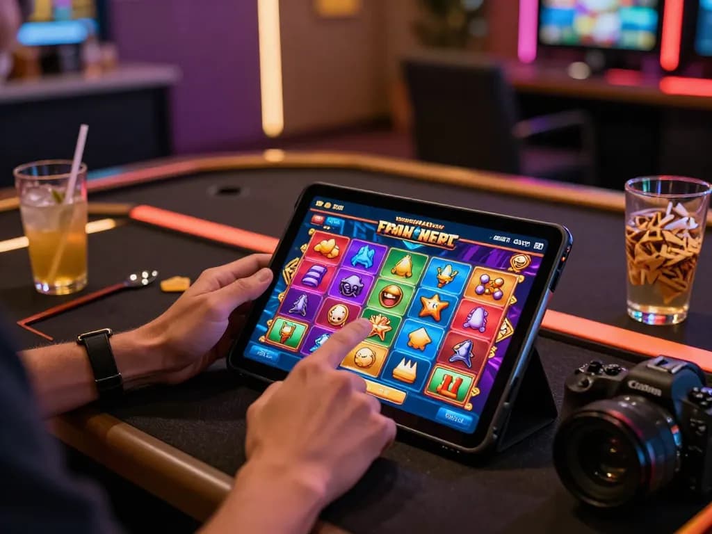 Interactive bomwin gaming experience with colorful graphics and engaging atmosphere.