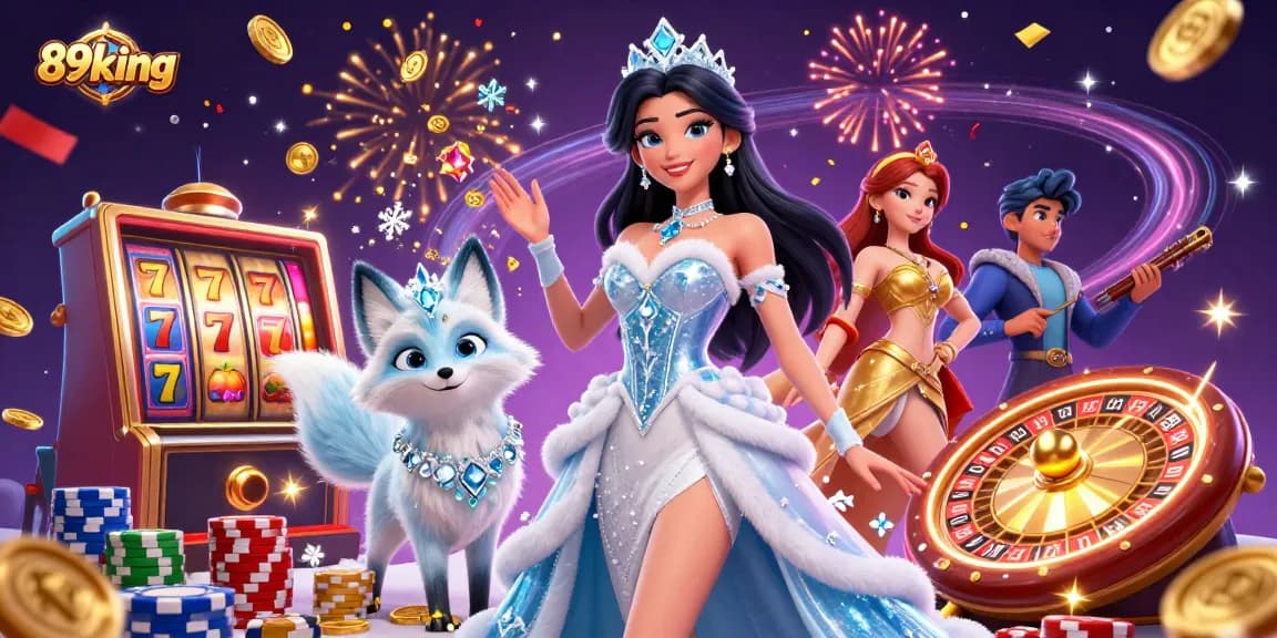 Experience thrilling moments with 89king in an enchanting casino adventure illustration.