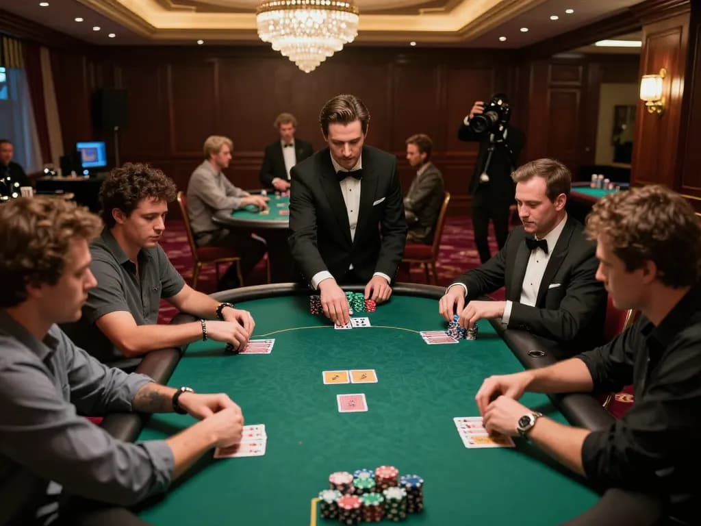 MM88 poker players engaged in a high-stakes game, focusing on strategy and bets.