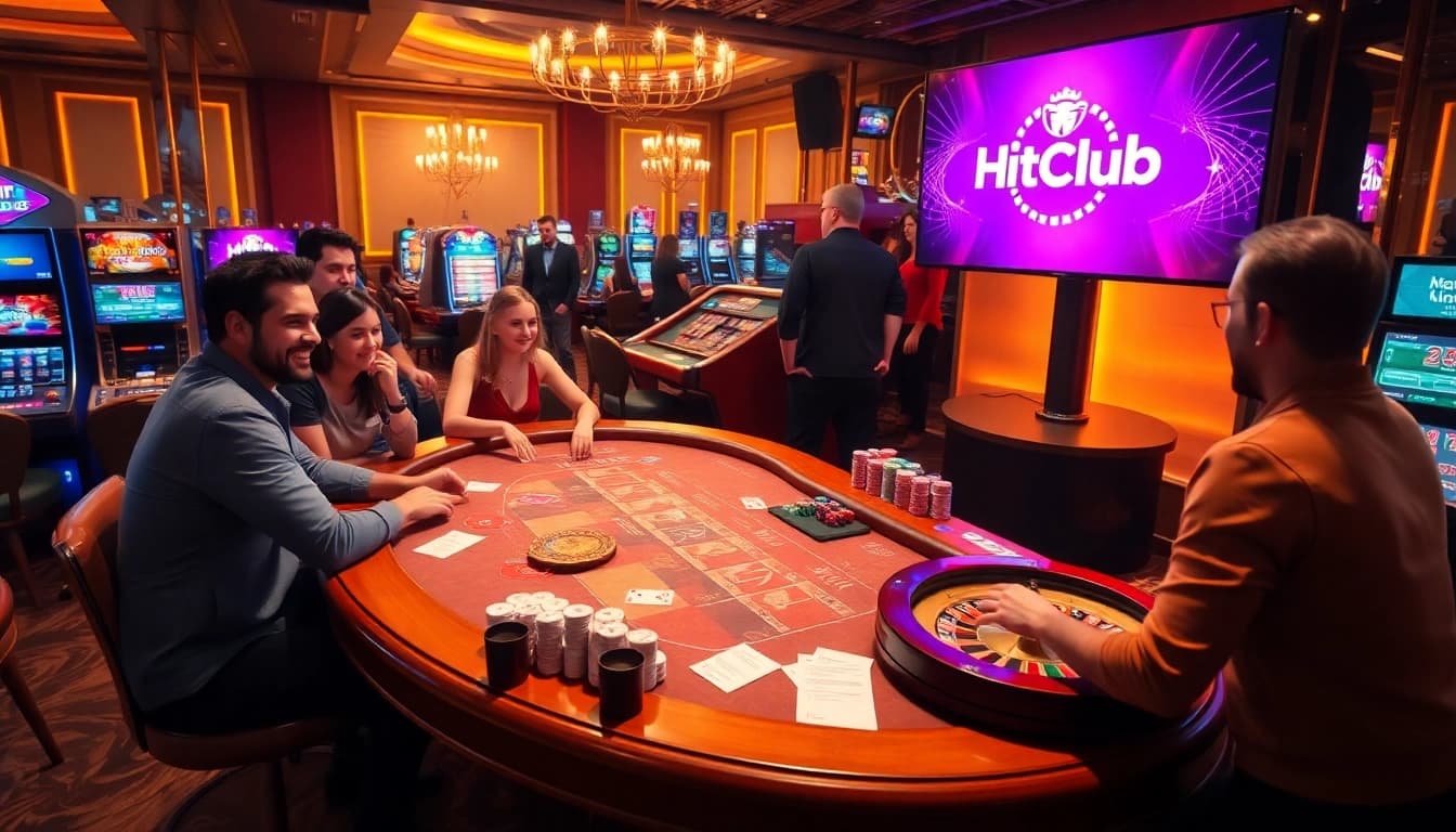 Engaging players enjoying games at https://hitclub9.vip/ luxurious online casino with vibrant atmosphere.