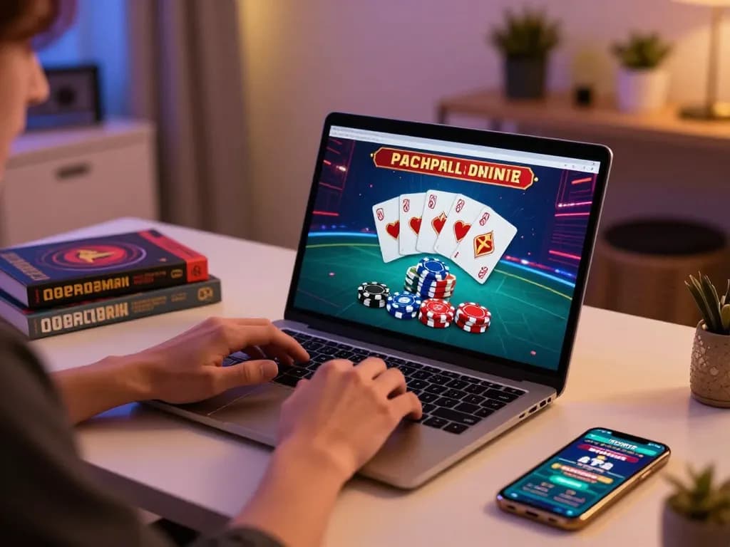 Engaging moment of a player using kkwin for online casino gaming on a laptop at home.