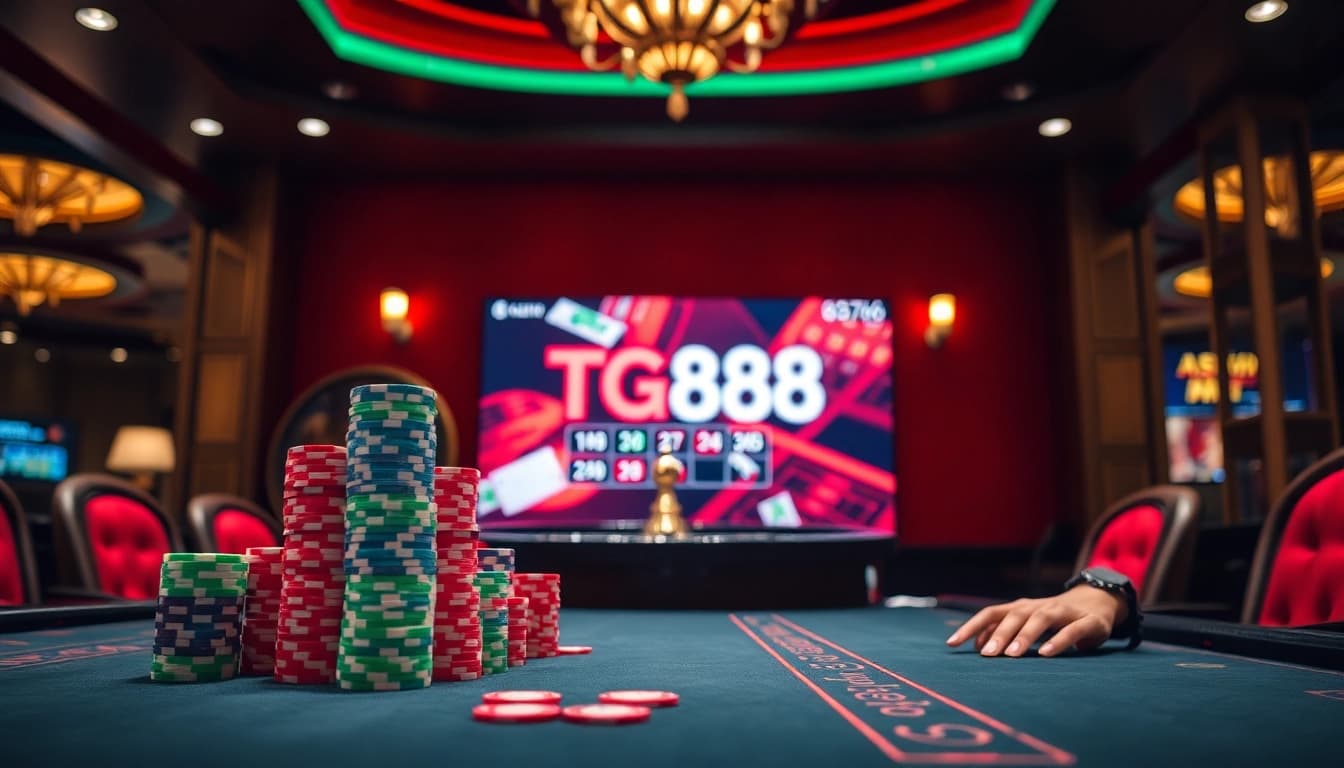 Experience thrilling gameplay with TG888 at a luxurious casino table.