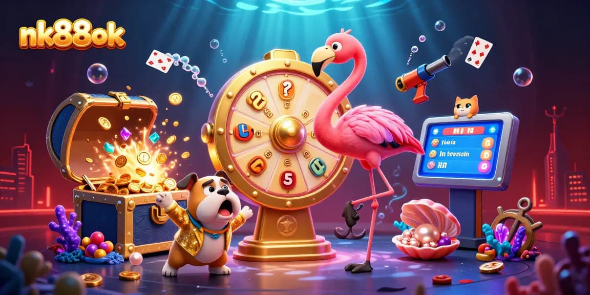 Win big at nk88ok with exciting gameplay and vibrant casino elements in this lively scene.