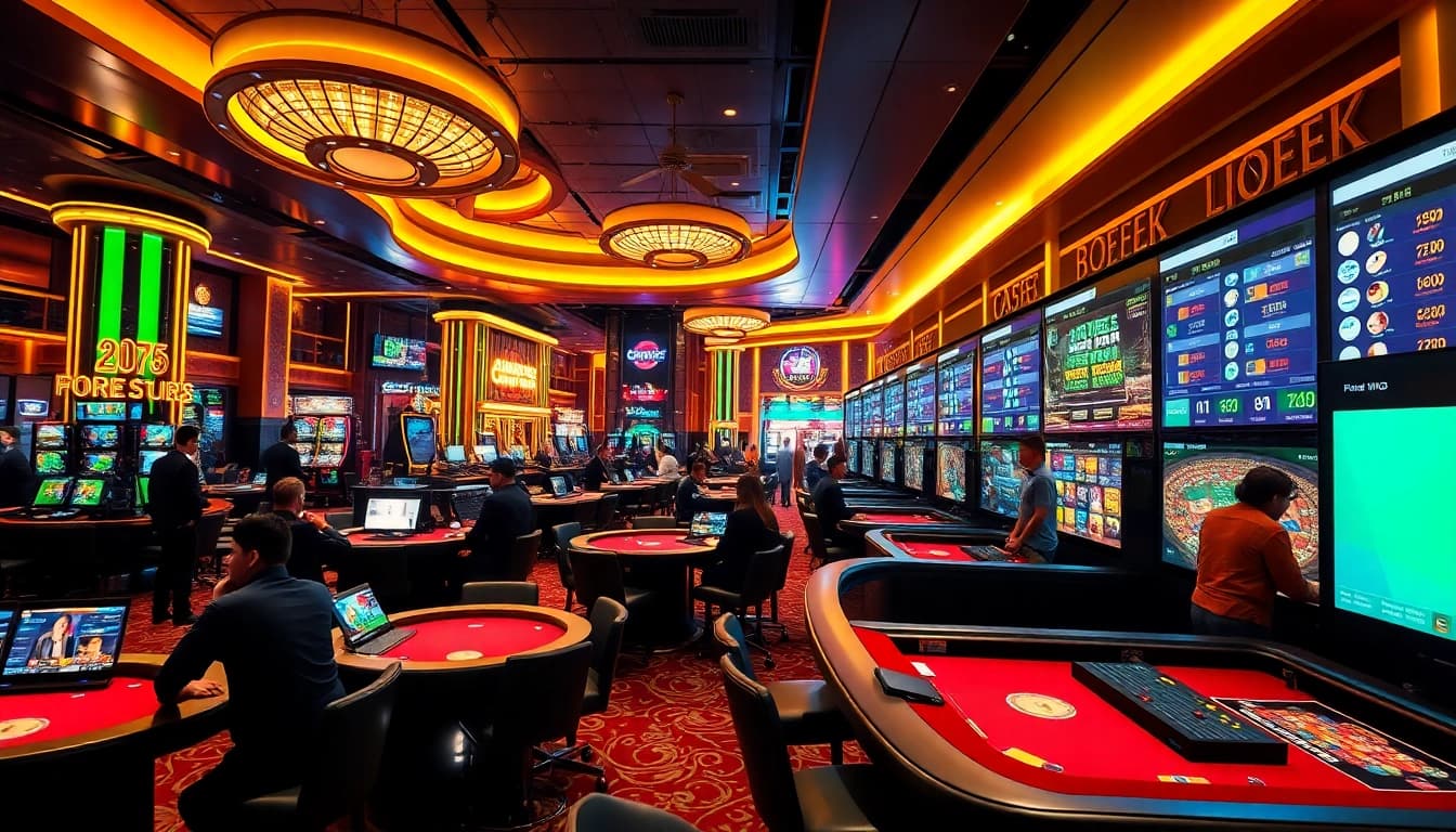 Exciting casino scene featuring Ho88 with engaged players and modern gaming tables.