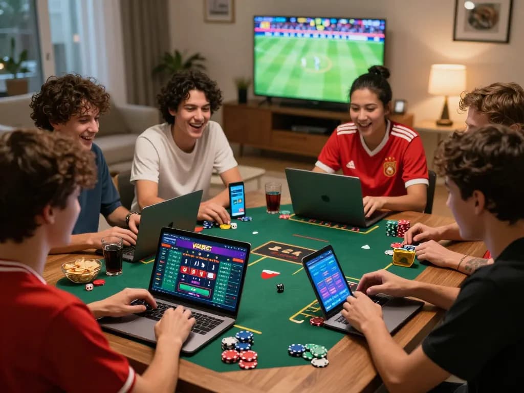 Exciting online gaming experience with friends using VAOBET platform in a lively setting.