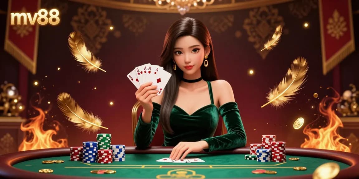 Experience a luxurious poker scene with the stunning mv88 brand and intense game action.