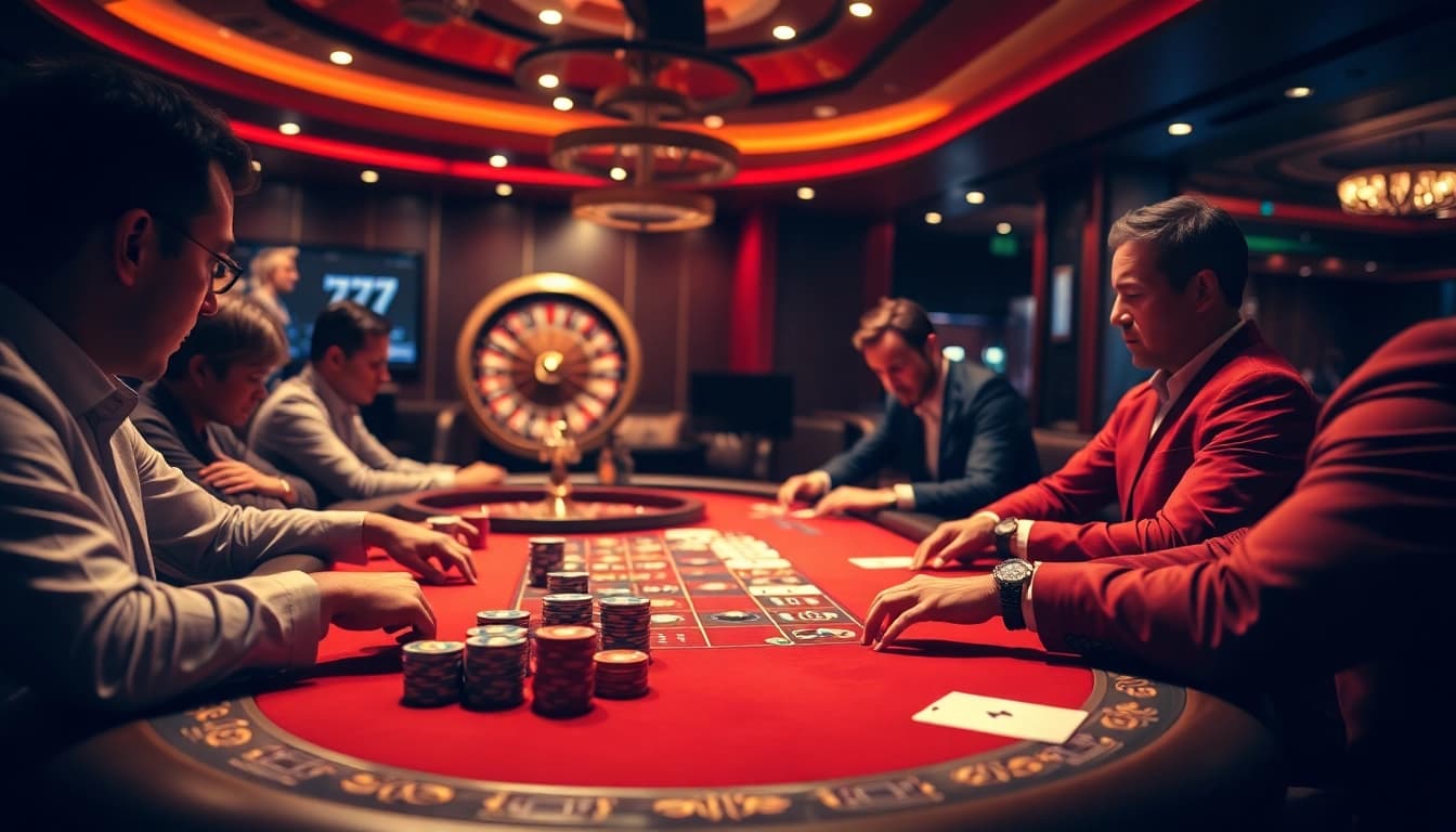 Experience the thrill at 789 BET with a high-stakes poker game on a luxurious casino floor.