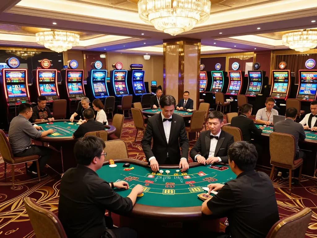 SC88 players engaging at blackjack tables in a luxurious casino environment, captured during dynamic gameplay.
