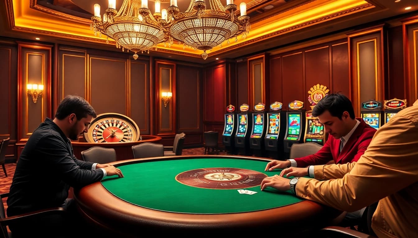 Experience the thrill of high-stakes poker at https://888p.se.net/ with vibrant casino visuals capturing the excitement.