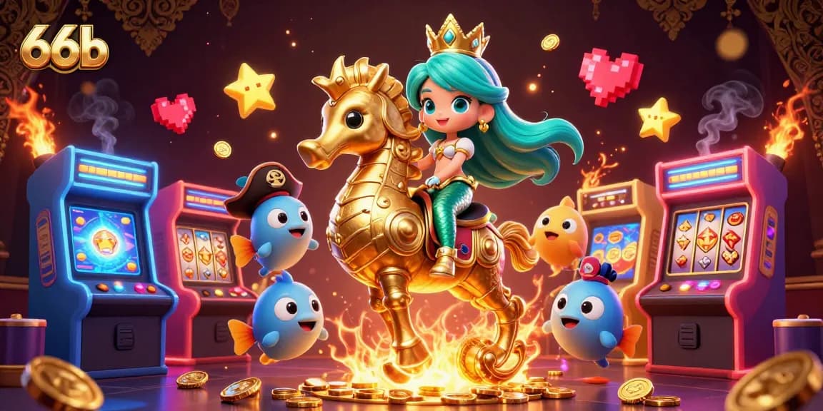 Engage with 66b's vibrant casino experience featuring a mermaid princess in a stunning underwater scene.