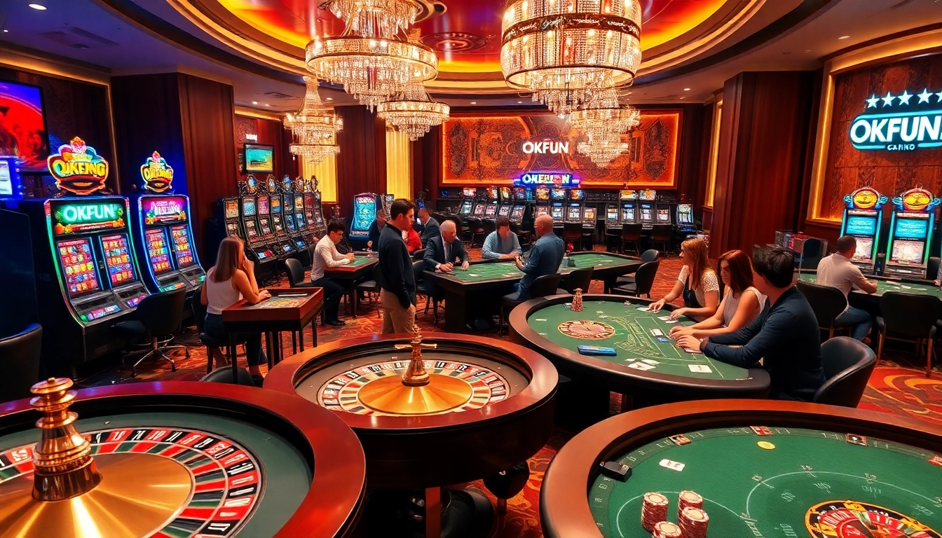 Join the excitement at OKFUN casino, where players engage with vibrant tables and thrilling games.