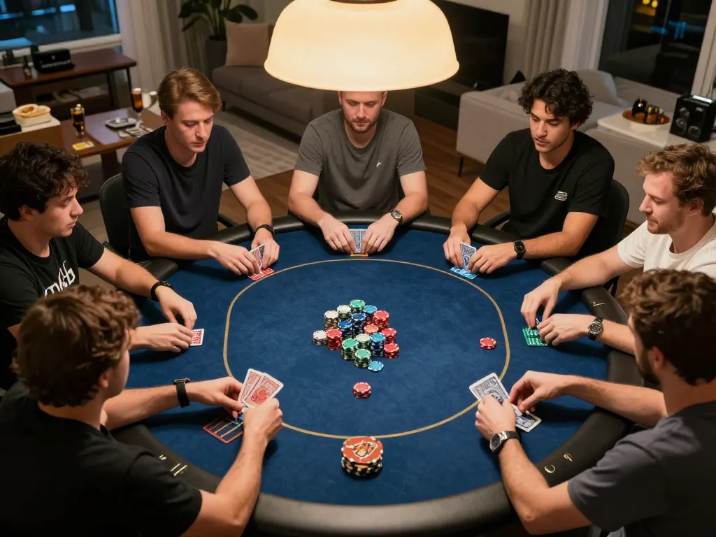 Players enjoying a thrilling poker game at home with dola789, showcasing strategy and social engagement.