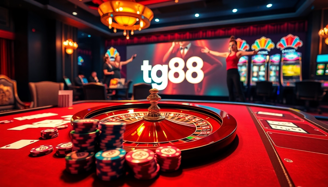 Experience winning moments at tg88 with a luxurious high-stakes poker table and sophisticated casino elements.