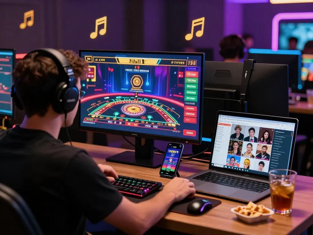 Immerse in the excitement of playing 789club with live casino games in a vibrant gaming setup.