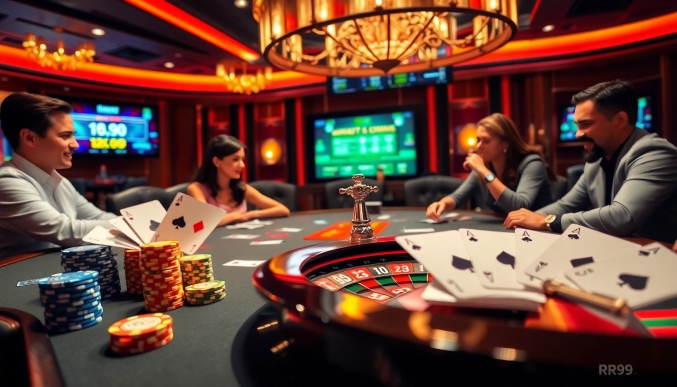Experience the excitement of gambling at RR99 with vibrant gaming tables and thrilling action.