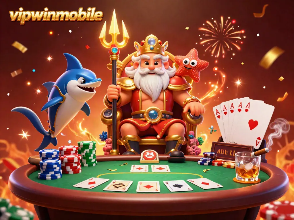 Experience thrilling moments with vipwinmobile as Neptune leads a poker showdown with vibrant elements.