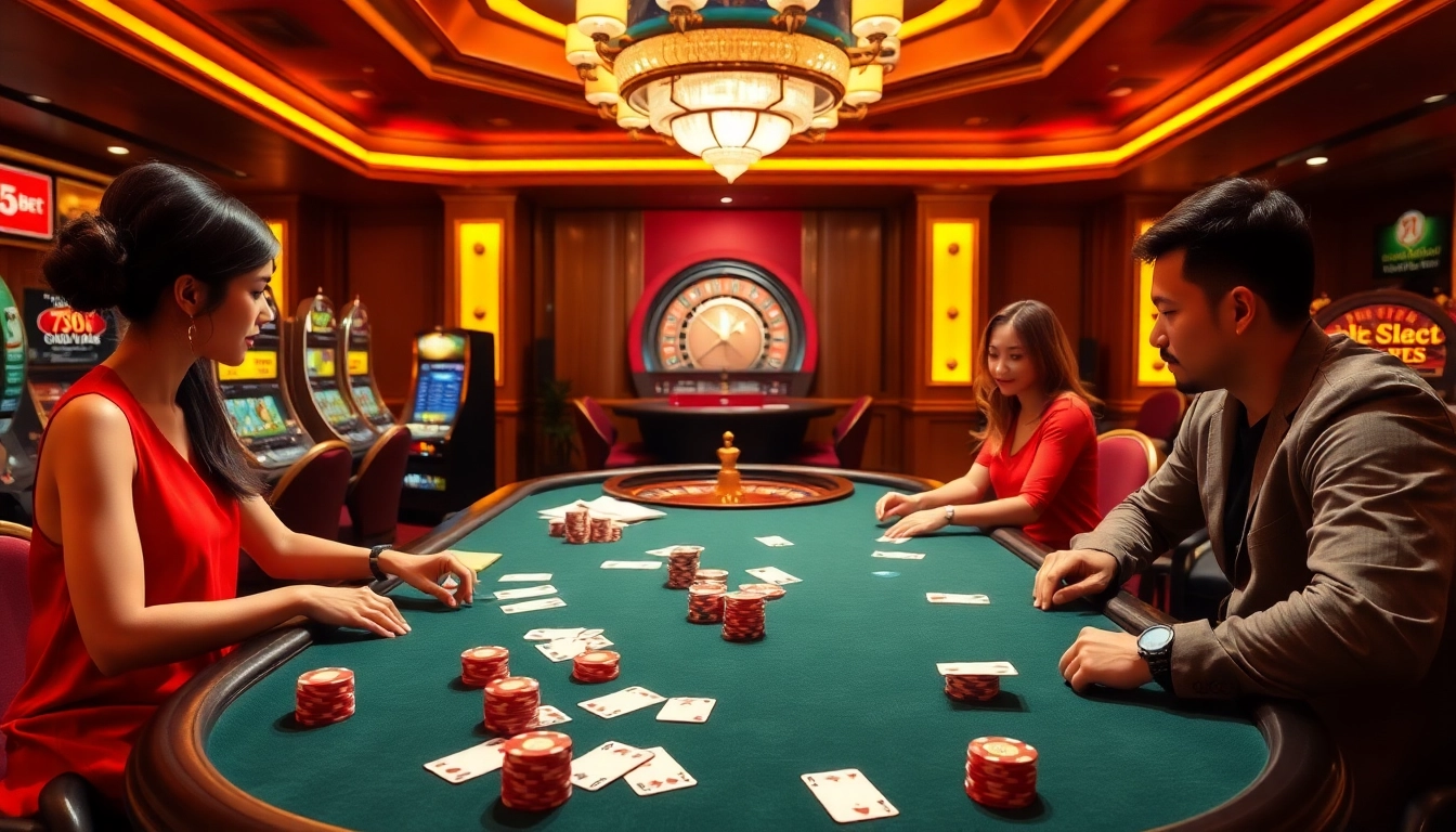 Experience thrilling gameplay with 789bet at an elegant casino table filled with vibrant poker chips and cards.