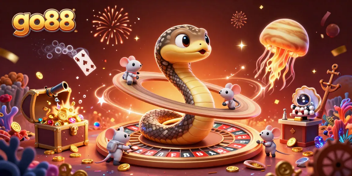 Experience the thrill of betting on go88 with vibrant 3D characters in a unique casino scene.