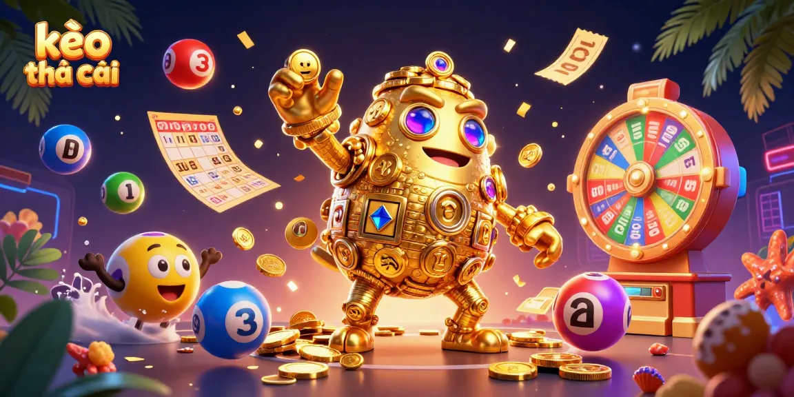 Experience the thrill of kèo nhà cái with a vibrant 3D illustration of lottery excitement.