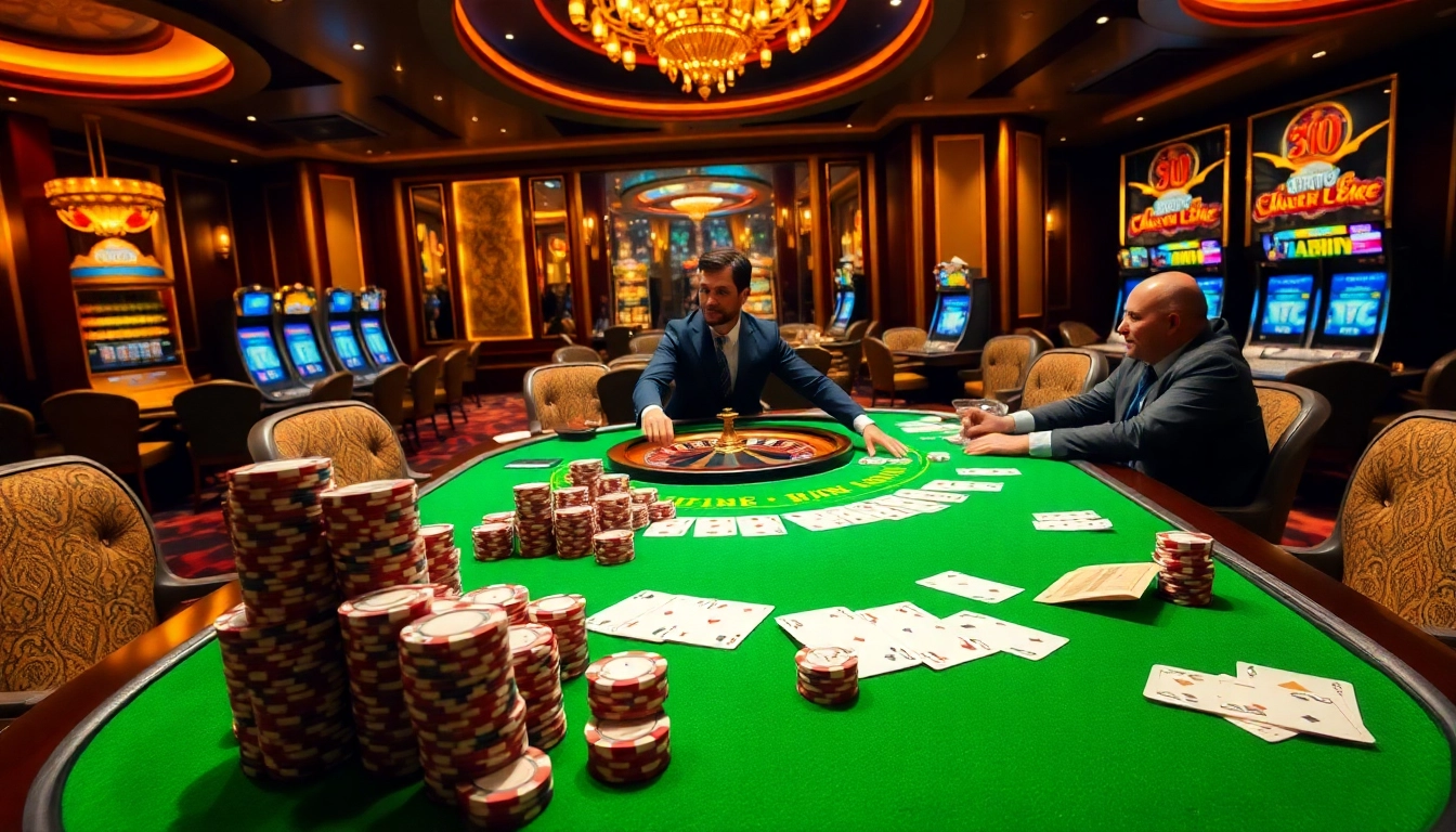 Experience the thrilling atmosphere of kkwin at a vibrant casino table with engaged players and professional dealers.