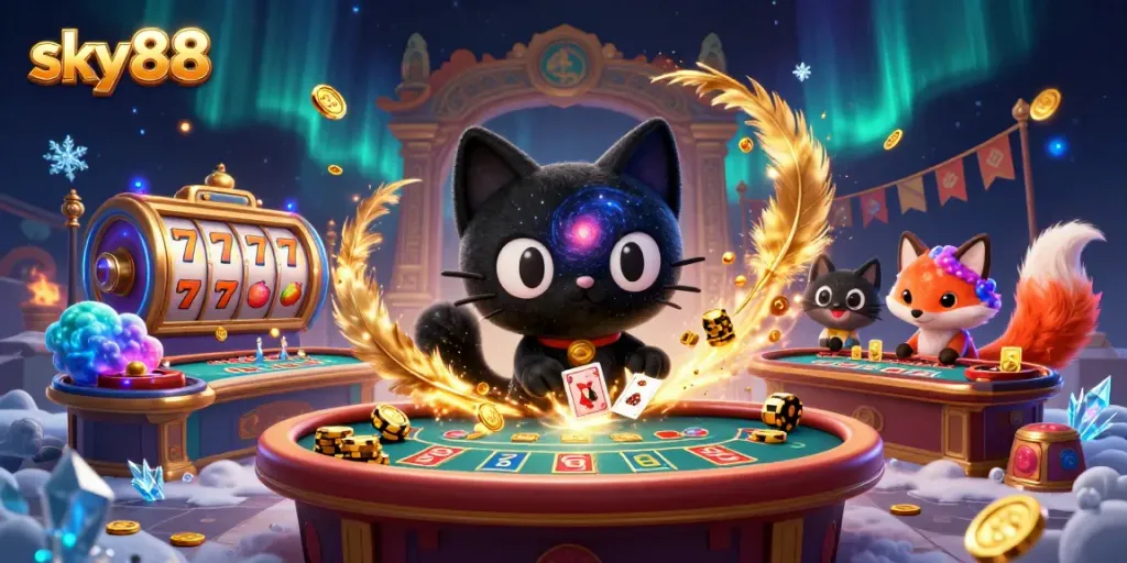 Experience sky88's cosmic casino with enchanting characters and vibrant gameplay elements.