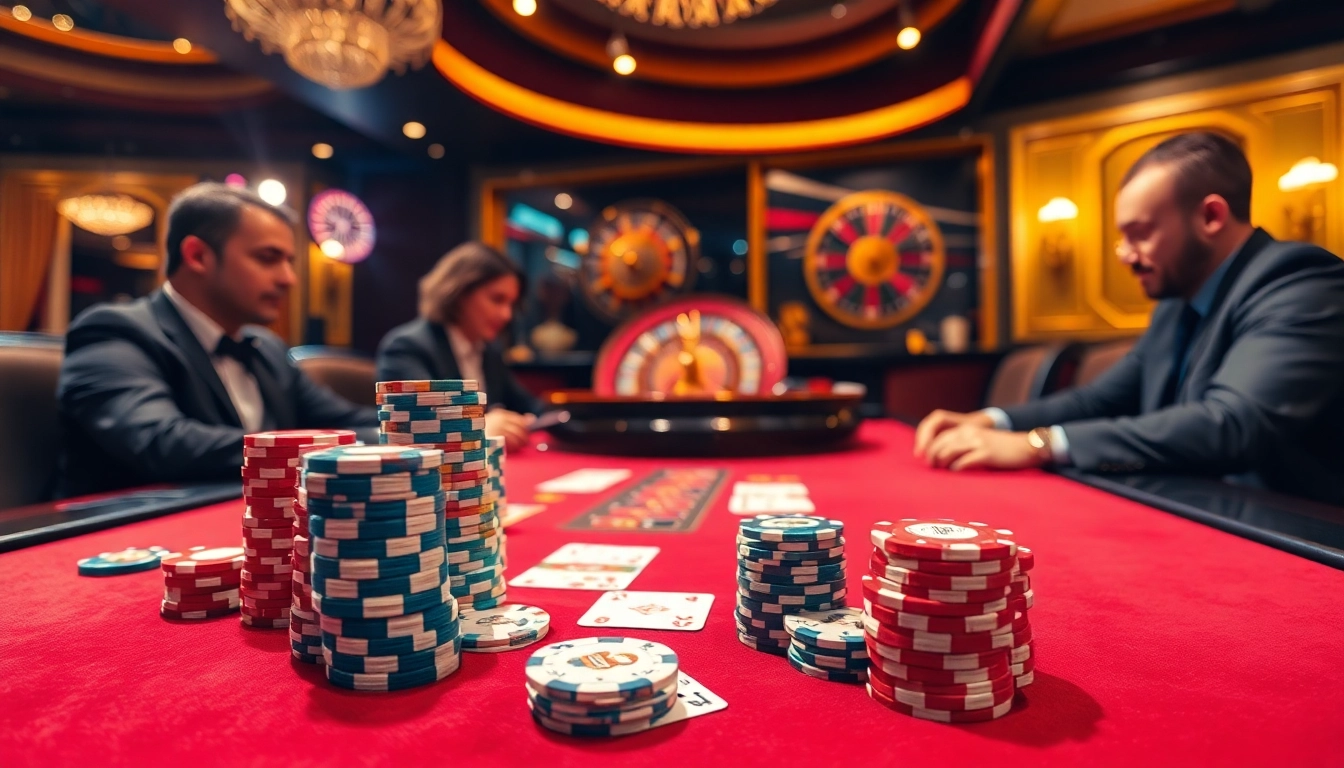Exciting poker game at dom88.us.com with vibrant chips and elegant cards.