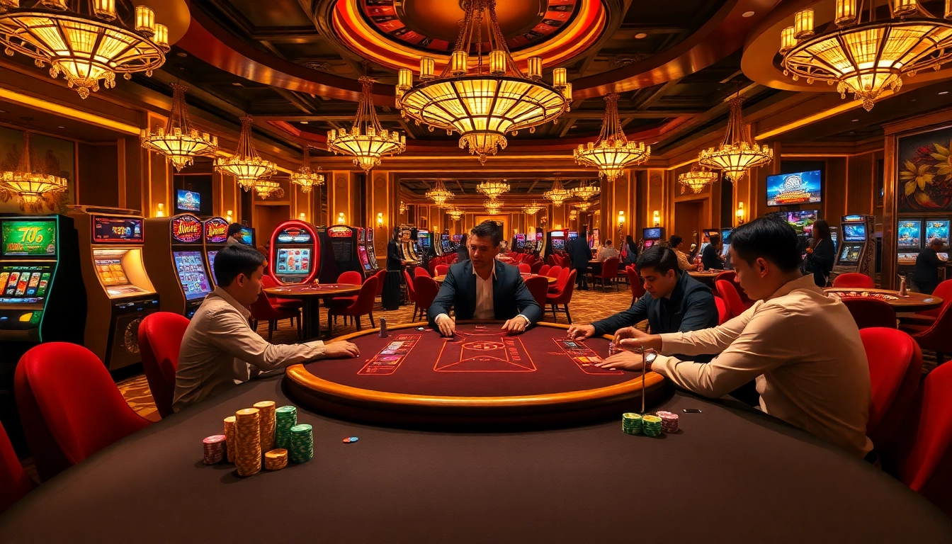 Lương Sơn TV Bóng Đá live gambling scene with poker players at an elegant casino table.