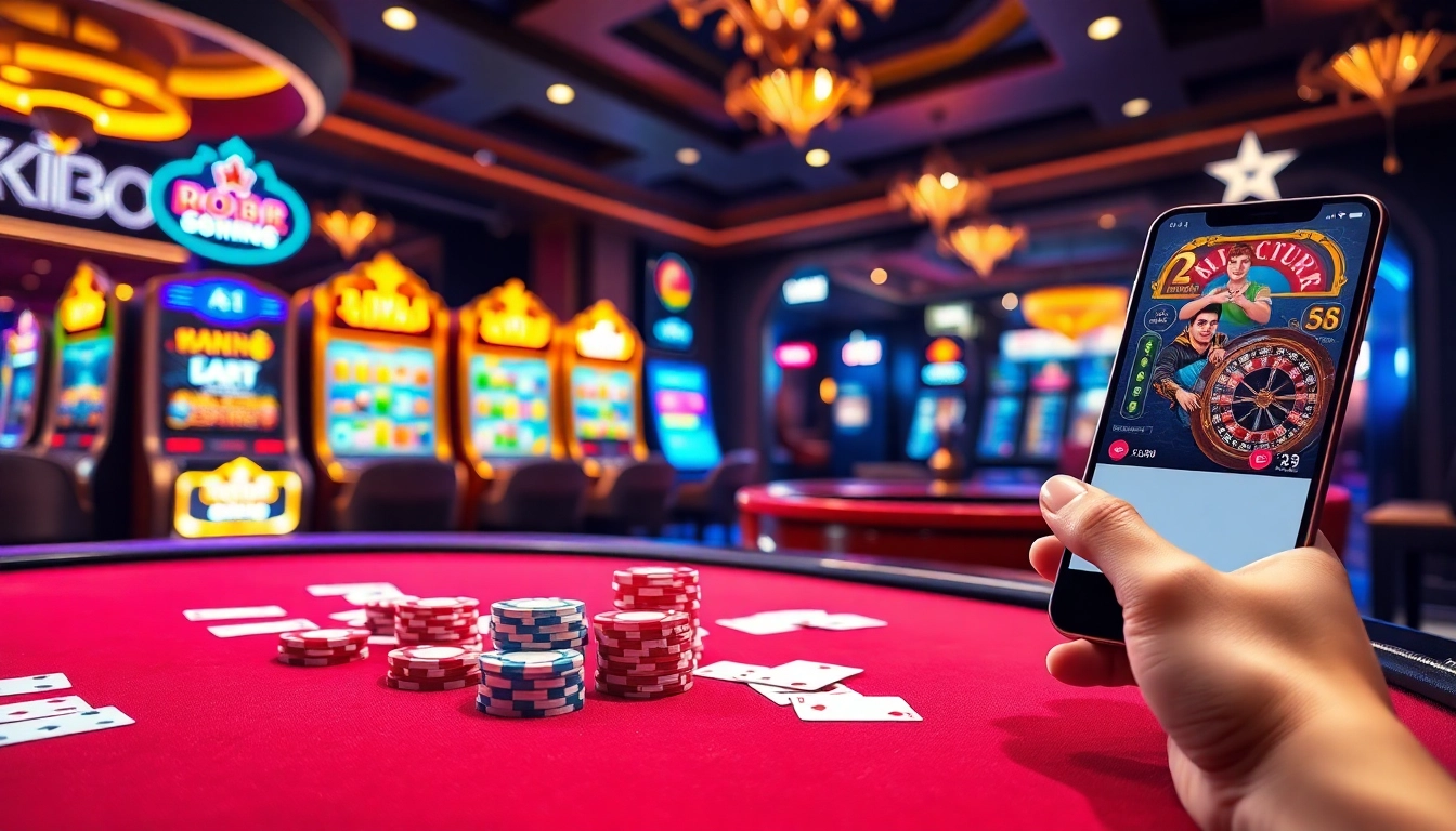 Experience the thrill of ĐĂNG NHẬP RR88 with vibrant casino visuals showcasing poker chips and slot machines.