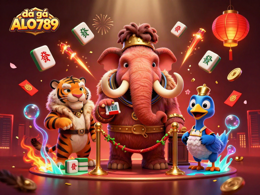 Experience đá gà ALO789 with a vibrant illustration of casino characters in action.