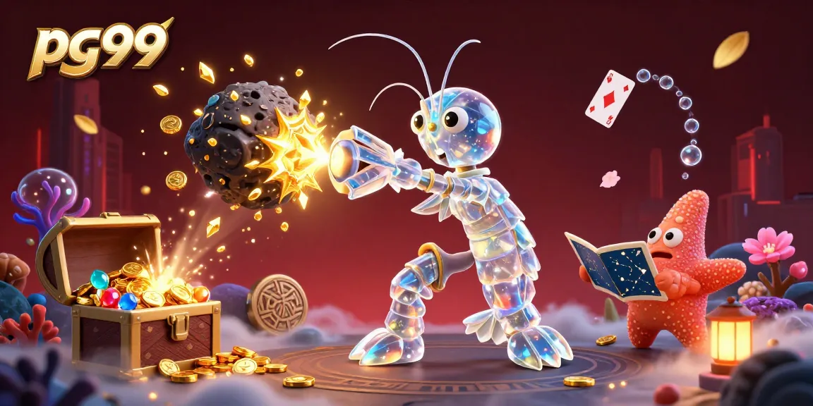 pg99 presents a vibrant 3D scene featuring galactic samurai battling through asteroids and gold coins.