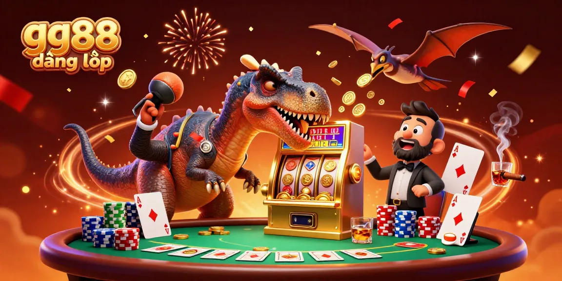 Experience the excitement of gg88 đăng nhập with a pachycephalosaurus winning jackpots next to a panicked casino manager.