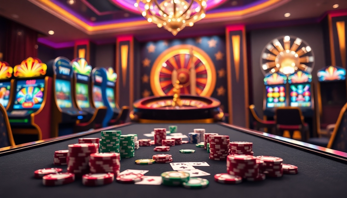Nohu90 đăng nhập scene featuring high-end slots and casino tables for an exciting online gambling experience.