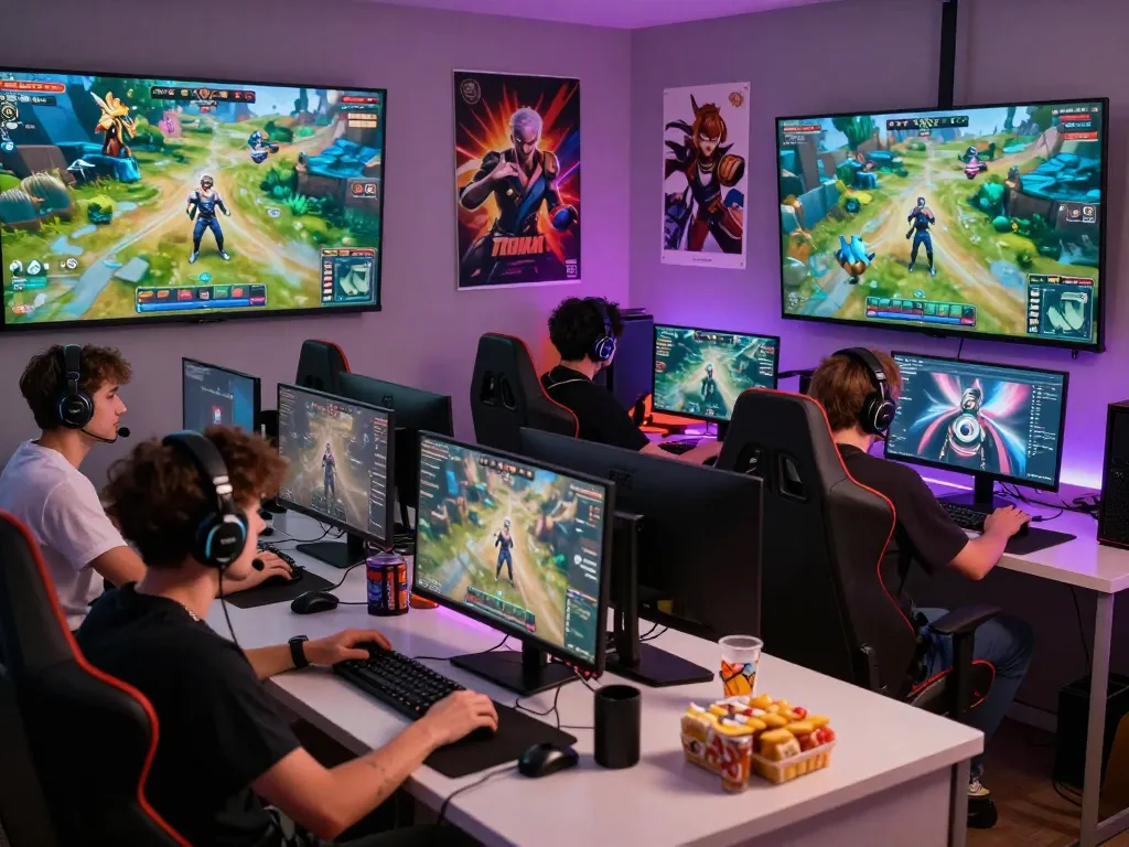 Players immersed in sunwin online gaming competition, showcasing personalized avatars and vibrant graphics in a modern gaming setup.
