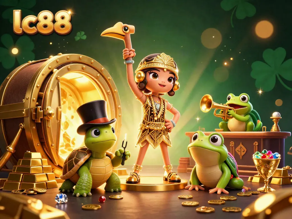 Engage with lc88's thrilling atmosphere in a vibrant casino scene filled with treasures.