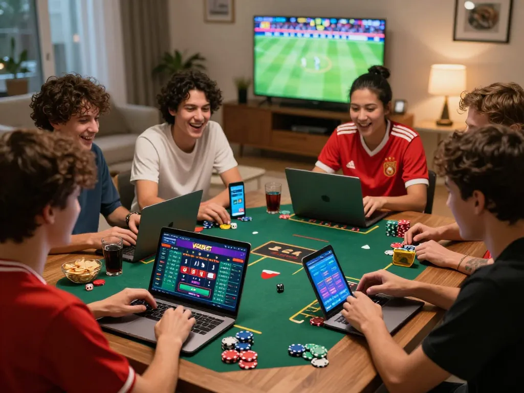 Exciting online gaming experience with friends using VAOBET platform in a lively setting.