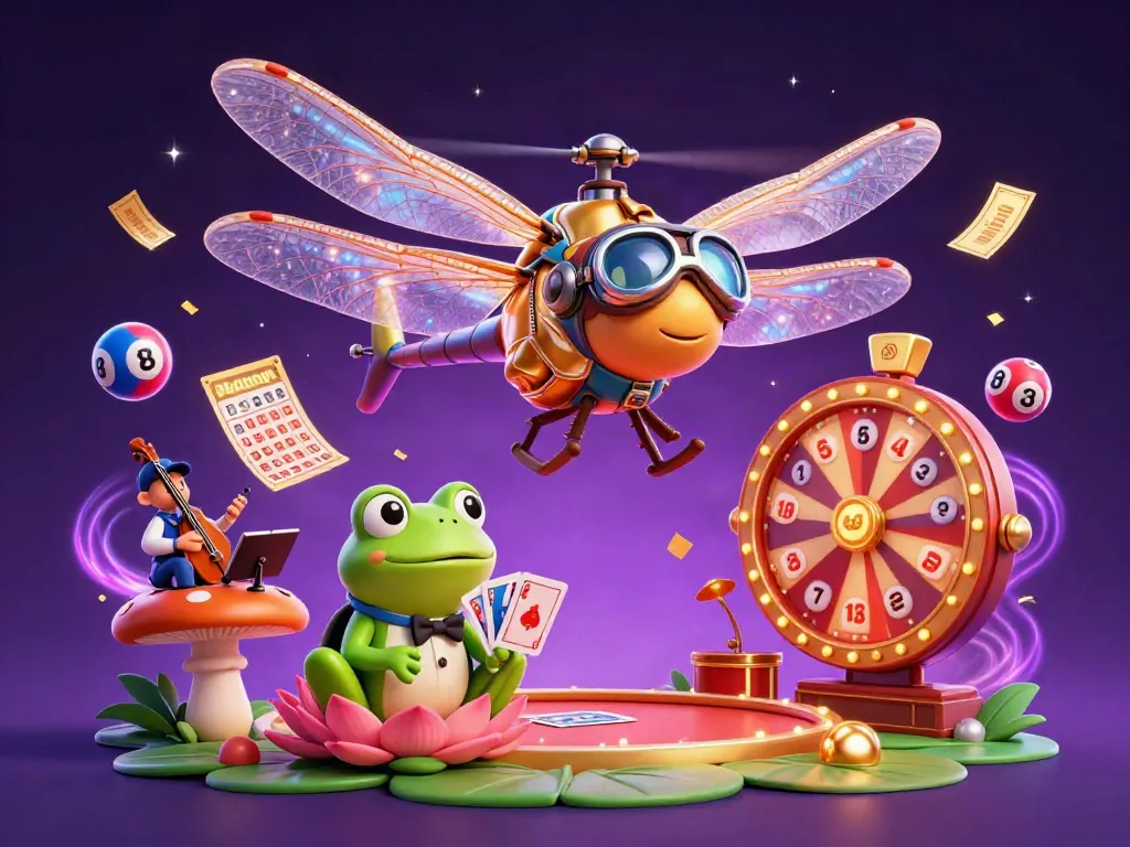 Experience the thrill of Daftar sumseltoto with a vibrant 3D casino scene featuring colorful lottery elements and engaging characters.