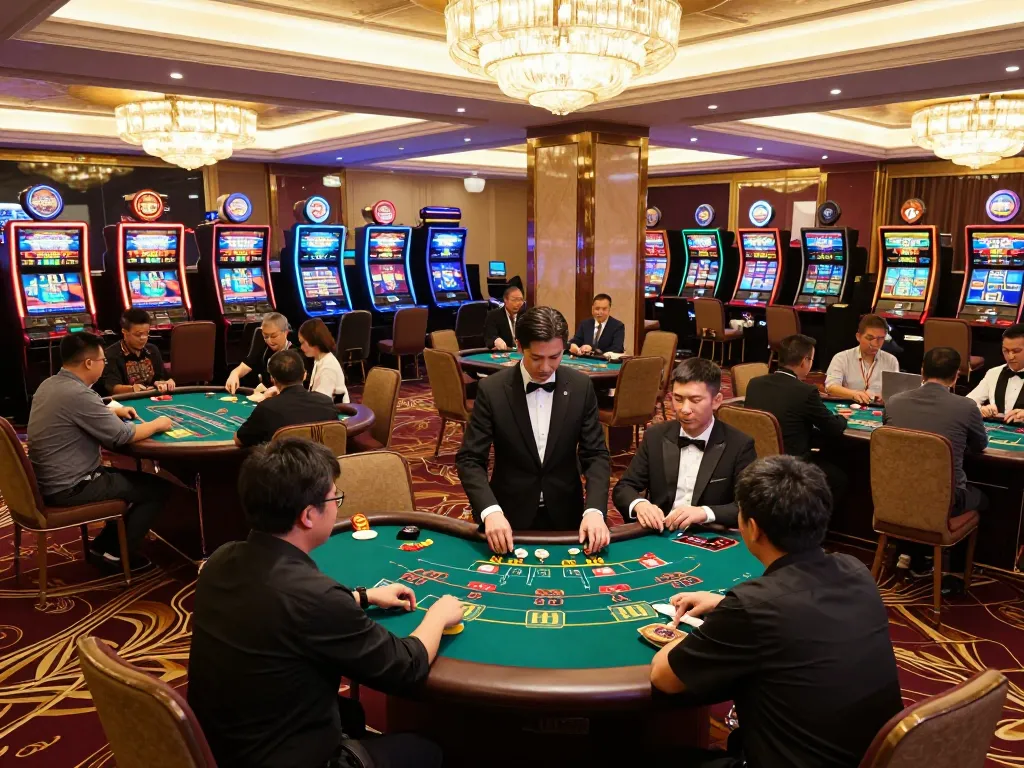 SC88 players engaging at blackjack tables in a luxurious casino environment, captured during dynamic gameplay.