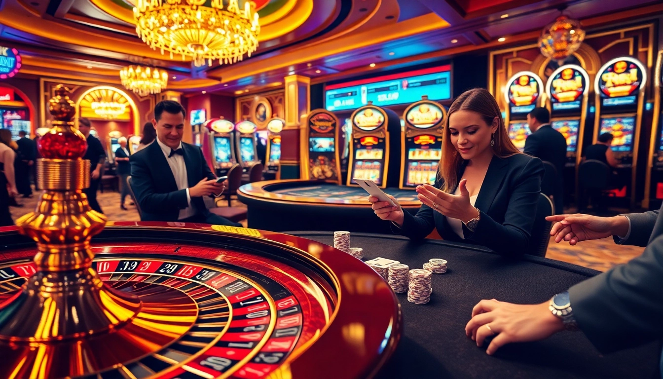 Experience the excitement of chotruyen in a luxurious casino setting with players enjoying their games.