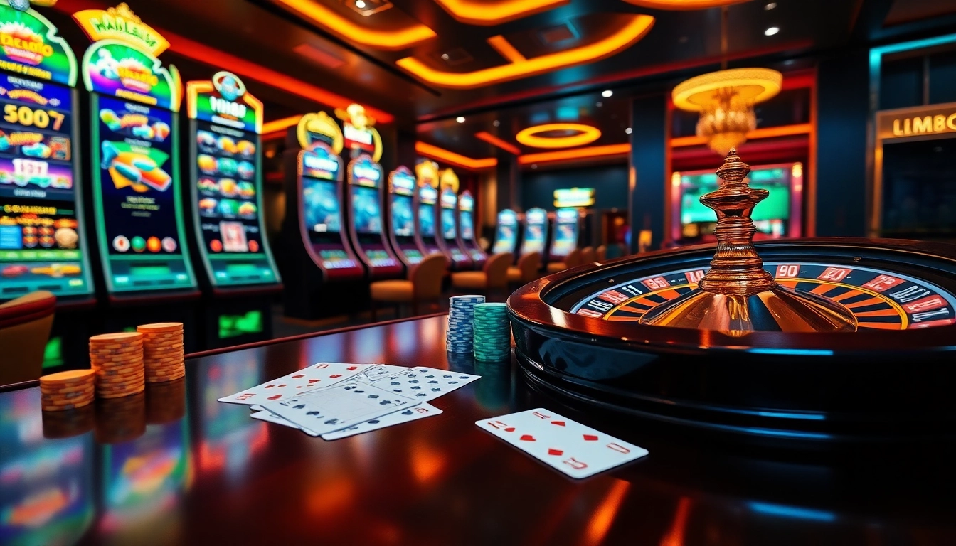 Engaging gambling interface on hm88 com with live roulette wheel and colorful poker chips