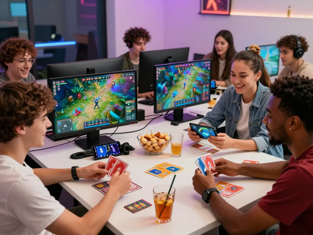 Group of friends enjoying Game bài online together, reflecting excitement and camaraderie.